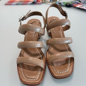 Bernardo Croc-Embossed Tan Sandals